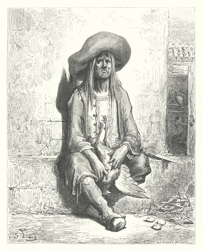 La Fontaines fabler: Hønen med de gyldne æg (kobberstik) af Gustave Dore