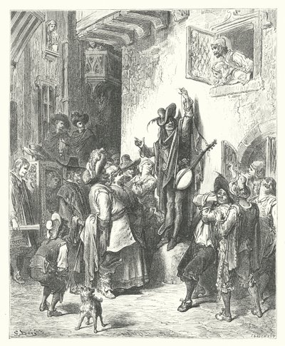 La Fontaines fabler: Den gale mand, der solgte visdom (kobberstik) af Gustave Dore