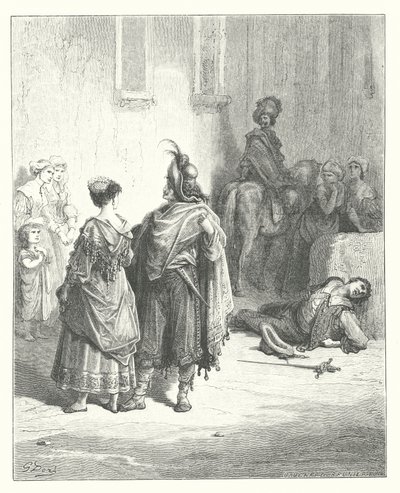 La Fontaines fabler: De to høns (kobberstik) af Gustave Dore