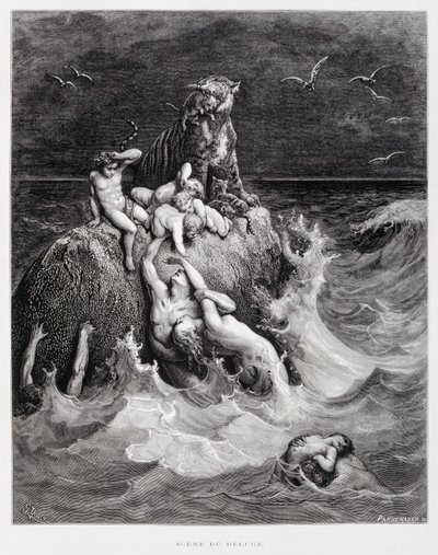 Den store syndflod, illustration fra Dore-bibelen af Gustave Dore