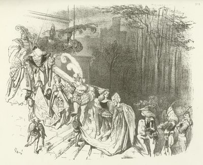 Slottets herrer og damer. Tidligt 16. århundrede (dybtryk) af Gustave Dore