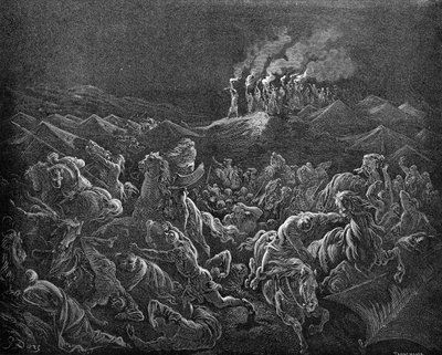Midjanitterne bragte på flugt - Bibelen af Gustave Dore