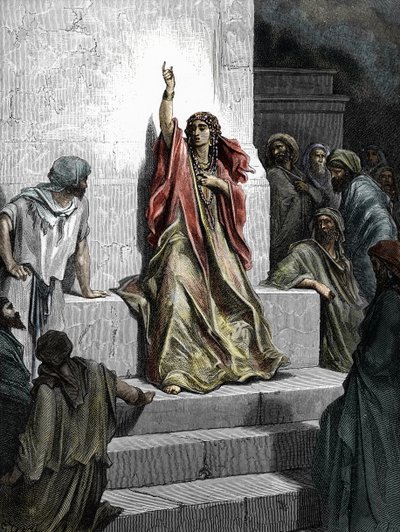 Profetinden Deborah (profetinen Debora) Indgravering fra "bibelen" illustreret af Gustave Dore (1832 - 1883) 1865 Privat samling af Gustave Dore