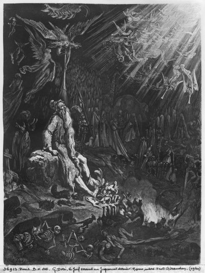 Den omvandrende jøde og den sidste dom, graveret af Felix Jean Gauchard (1825-72) af Gustave Dore