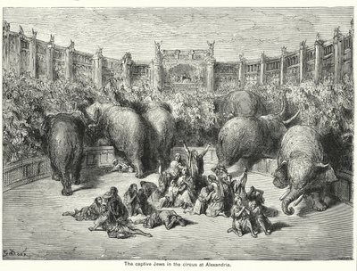 De tilfangetagne jøder i cirkus i Alexandria (kobberstik) af Gustave Dore