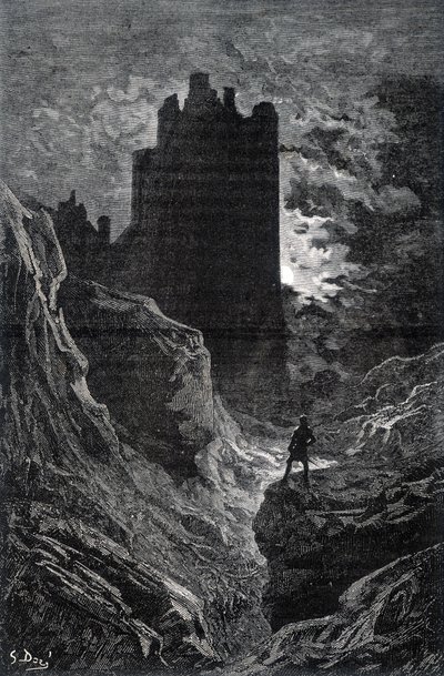 Frygtens slot - illustration af frygt af Gustave Doré, gravering af Gustave Dore