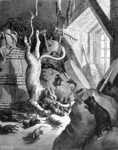 Katten og den gamle rotte - i "" Fabler"" af La Fontaine, ill. af Gustave Doré af Gustave Dore