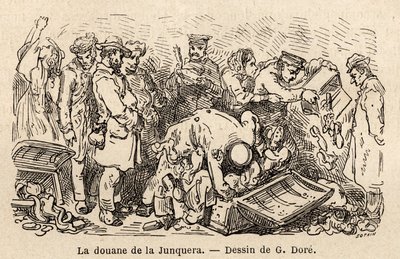 Skikkene i junquera (by beliggende mellem Catalonien og provinsen Gerona), tegning af Gustave Dore (1832-1883), for at illustrere hans rejse til Spanien, med C. Davillier, i 1862. Indgravering i "" Le tour du monde "", redigeret af Edouard Charton af Gustave Dore