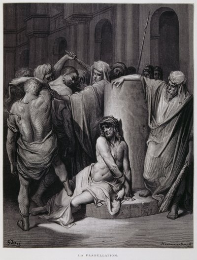 Flagellationen af Kristus; Illustration fra Dore-bibelen af Gustave Dore