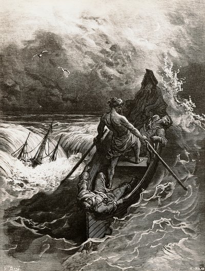 Sømanden, fra Rime of the Ancient Mariner, digt af Samuel Taylor Coleridge (1772-1834), illustration af Gustave Dore