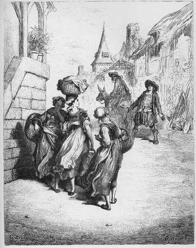 Mølleren, hans søn og æslet - fra "Fables" af Jean de La Fontaine af Gustave Dore