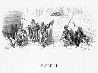 Rotten, der trak sig tilbage fra Verden i Jean de La Fontaines fabler. Illustration af Gustave Doré. af Gustave Dore