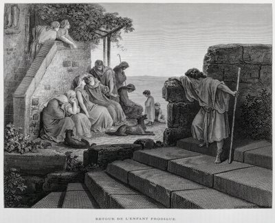 Den fortabte søns hjemkomst, illustration fra Dore-bibelen af Gustave Dore