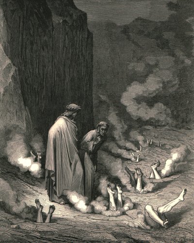 Der stod jeg som den friar, der sviner en elendig for morddom, c1890. af Gustave Dore