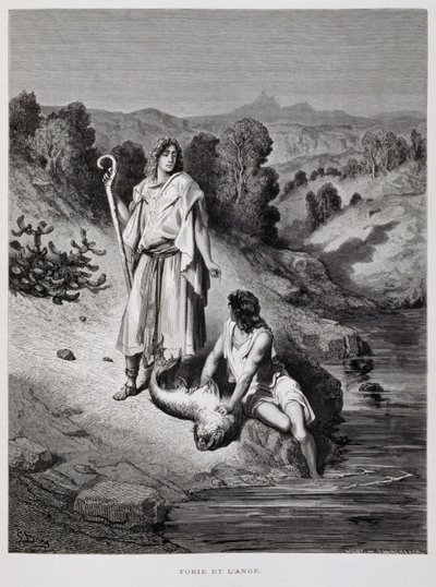 Tobias og englen, illustration fra Dore-bibelen af Gustave Dore