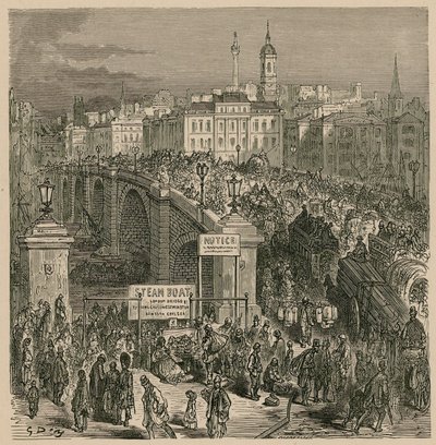 Trafik på London Bridge af Gustave Dore