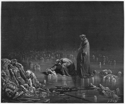 Virgil (70-19 f.Kr.) og Dante, illustration fra 