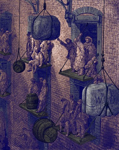 Warehousing In The City af Gustave Doré af Gustave Dore
