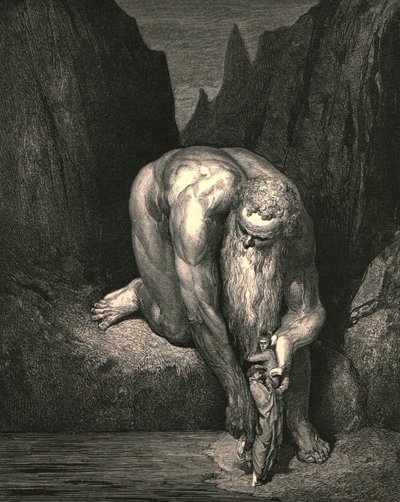Alligevel i afgrunden, at Lucifer med Judas lave ingulver, let anbragte han os, c1890. af Gustave Dore