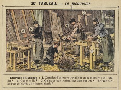 Tømreren (farve litho) af Gustave Fraipont