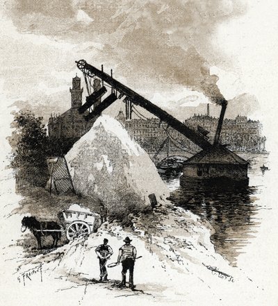 Sandgradere på Seine-flodens bred nær pont de l