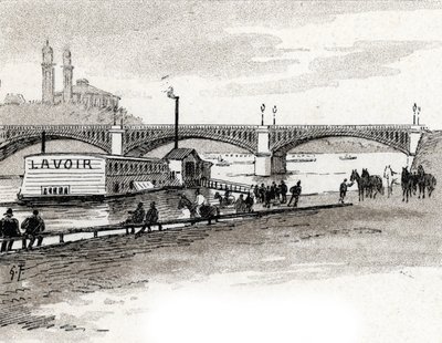 Udsigt over Grenellebroen i Paris Tegning af Gustave Fraipont (1849-1923) fra Saint-Juirs af Gustave Fraipont