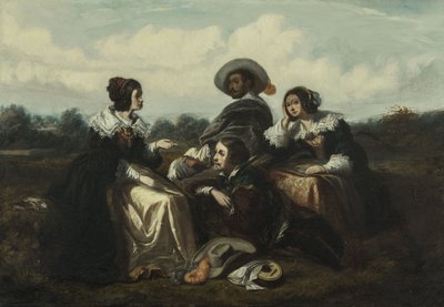 Historien. Personer i Louis XIII-dragt, ca. 1830 (olie) af Gustave François Morin