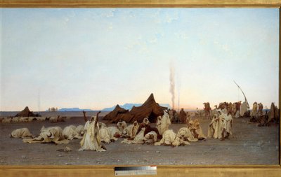 Aftenbøn i Sahara-ørkenen detalje. Maleri af Gustave Achille Guillaumet (1840-1887) 1863 søn. 1,3x2,8 m. Paris, musee d