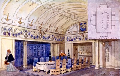 Tysk spisesal, begyndelsen af det 20. århundrede (wc på papir) af Gustave Halmhuber