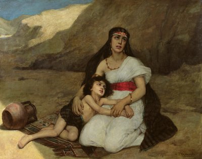Arabisk kvinde og hendes barn, 1877 af Gustave Krabansky
