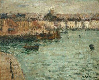 Foran Dieppe Havn; Før Dieppe Port, 1918-1920 af Gustave Loiseau