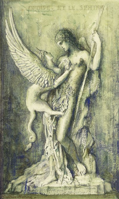 Ødipus og Sfinxen; Oedipe et le Sphinx, af Gustave Moreau