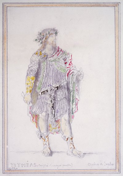 Pythéas, konspirator og beruset parasit, karakter fra Opèra de Sapho (blyant med akvarel & gouache på papir) af Gustave Moreau