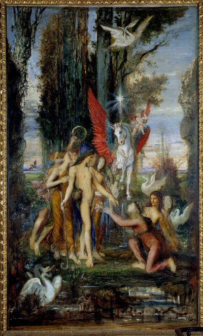 Den græske digter Hesiode (8. århundrede f.Kr.) og muserne maleri af Gustave Moreau (1826-1898) 19. århundrede, 263 x 155 cm Paris, Musee Gustave Moreau af Gustave Moreau