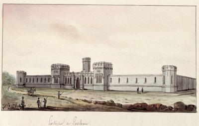 Penitentiary i Pennsylvania, 1831 (pen og blæk og wc på papir) af Gustave de Beaumont