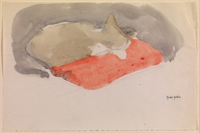 Kat sover på en rød pude (gouache og blyant på papir) af Gwen John