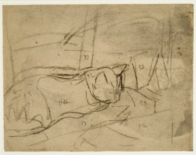 Studier af katte (kul på papir) af Gwen John