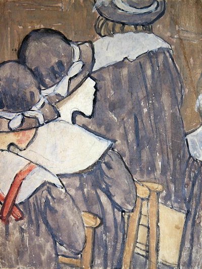 Børn i en kirke (kropsfarve over spor af blyant på papir) (se også 130312, 281886) af Gwen John