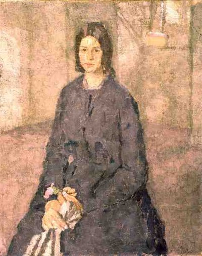 Pige der holder en rose, ca. 1915-25 af Gwen John