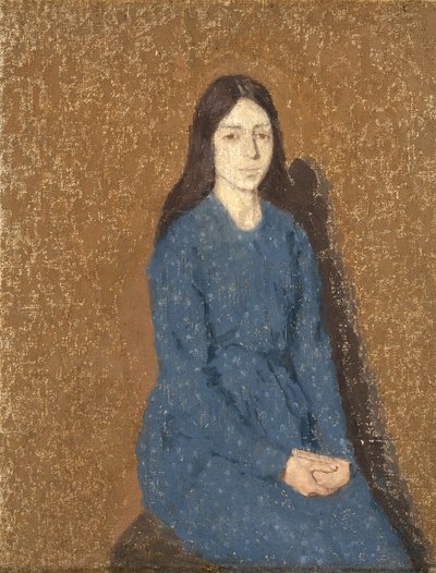 Pige i en blå kjole (olie på lærred) af Gwen John