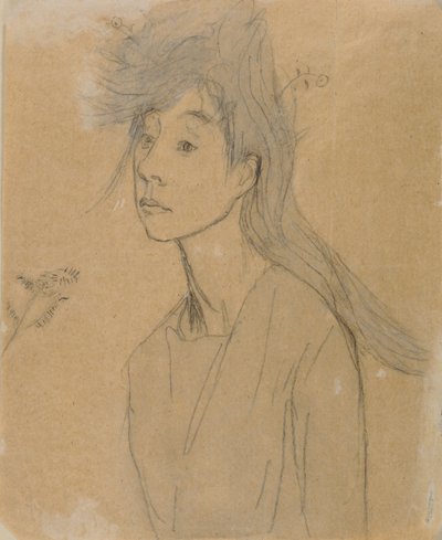 Ophelia: Portrait Imagine, ca. 1910 (kridt og vask på papir) af Gwen John
