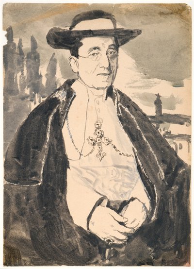 Pave Benedikt XV (gouache med wash på papir) af Gwen John