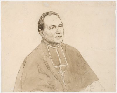 Portræt af en kardinal (kul og akvarel på papir) af Gwen John