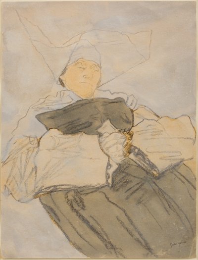 Sovende nonne, ca. 1916-18 (kul, akvarel og gouache) af Gwen John