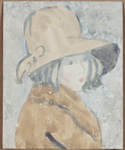 Studie af en lille pige i en bredskygget hat af Gwen John