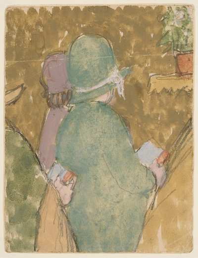 Tow Figures in Church (akvarel, gouache og blyant på papir) af Gwen John