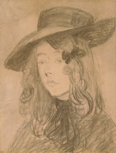 Winifred John i en stor hat (kul på papir) af Gwen John