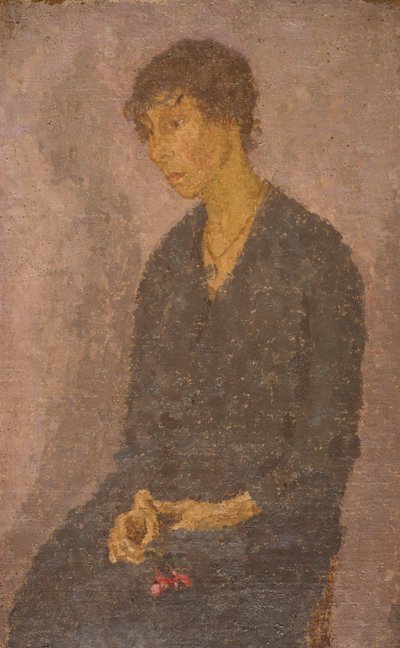 Kvinde holder en blomst af Gwen John