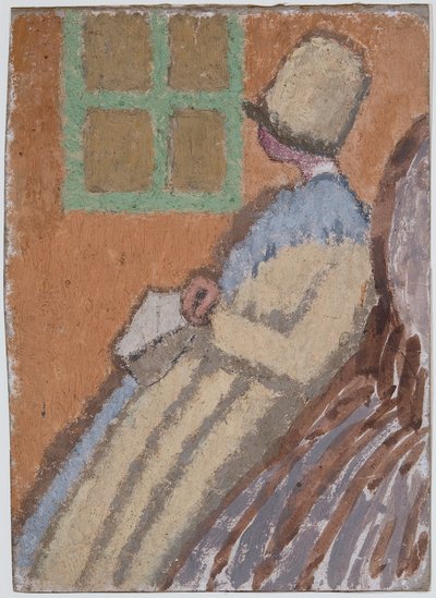 Kvinde i profil (mixed media på kort) af Gwen John