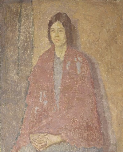 Ung kvinde i rødt sjal, ca. 1912 (olie på lærred) af Gwen John